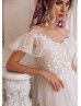 Ivory Lace Wedding Dress With Dusty Rose Lining